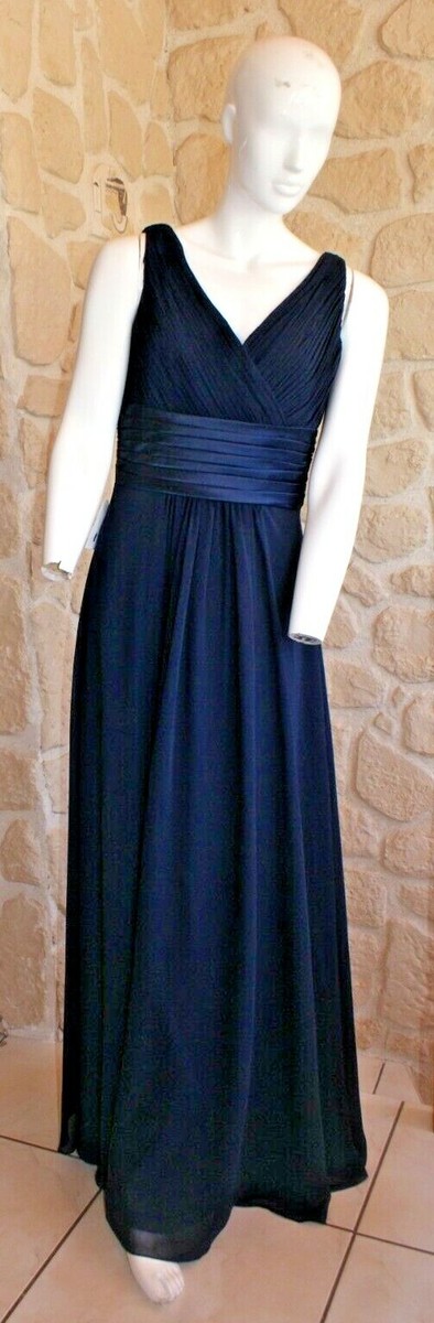 Robe Cocktail Longue Point Mariage Modèle Lisa - Taille 44, Bleu Marine, Sans Manches, Neuve Avec étiquettes