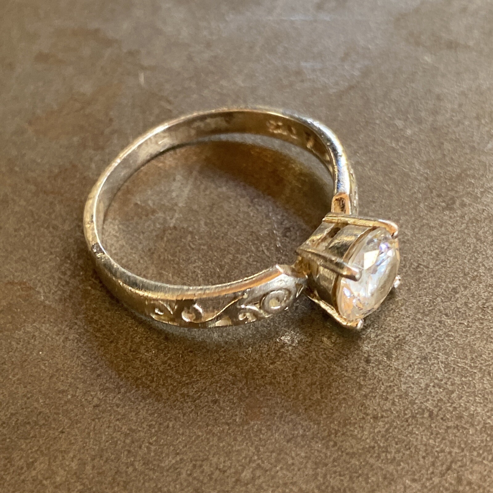 Sterling silver Solitaire Stone Open Scrollwork W… - image 2