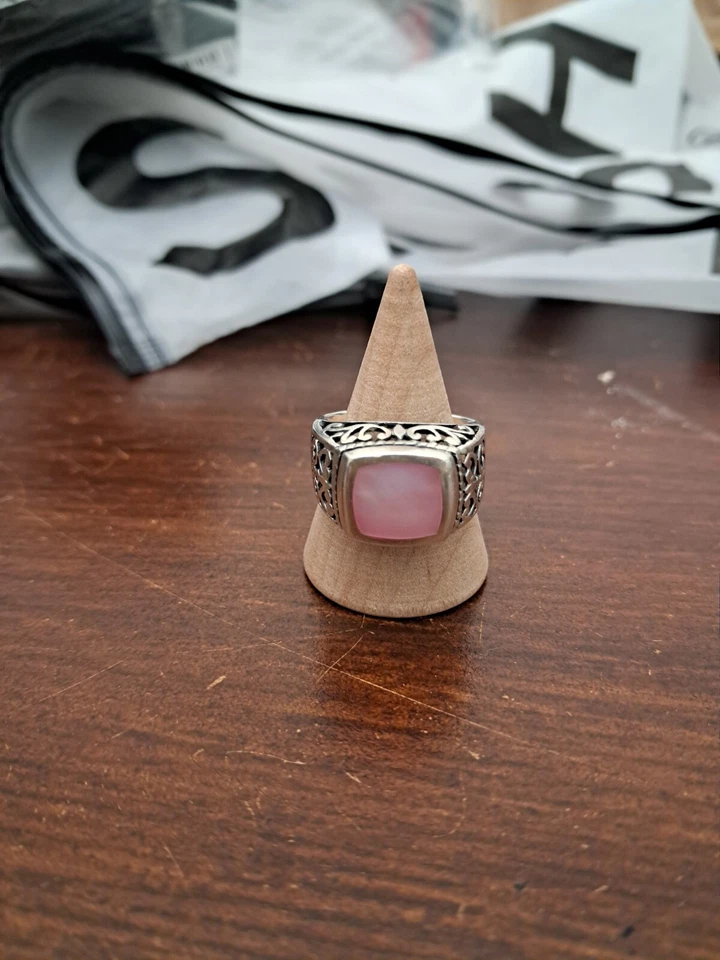 Anello VINTAGE Donna In Argento 925 Con Quarzo Rosa - Immagine 2 di 4