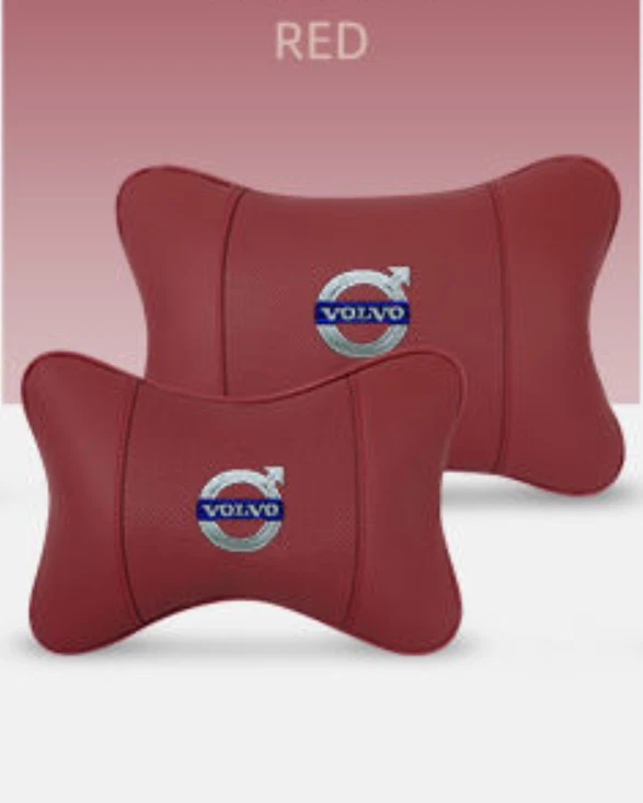 2Pcs Wine Red Car Seat Headrest Neck Cushion Neck Pillow Breathe For Volvo - Imagem 4 de 4