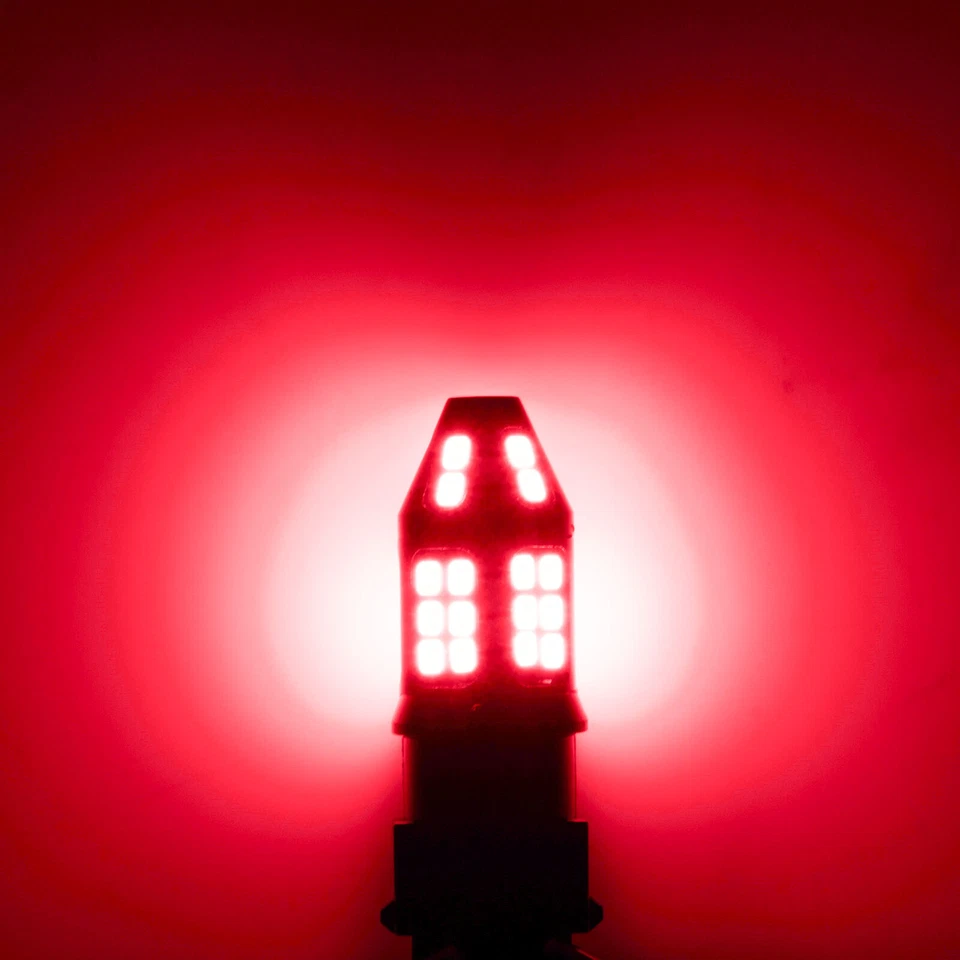 LED 7443 7444 Rojo Estroboscópico Freno Parada Bombilla Lámpara Intermitente Flash Alerta Legal Foto 3 de 4