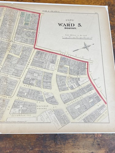 1874 Boston Karte ~ Boston & Globe Theater, Freimaurertempel, Innenstadtüberquerung!!! - Bild 3 von 22