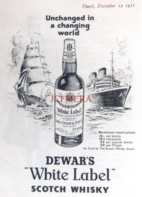 Dewar's ''WHITE LABEL'' Scotch Whisky Drinks ANZEIGE #3: Kleindruck 1951 670/112