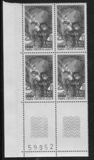1980 Frederic mistral  bloc de 4 coin numéroté N° 2098 neuf **
