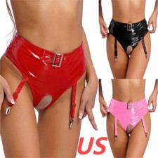 Ropa interior hueca brillante para mujer Lencería liguero bragas botín pantalones cortos