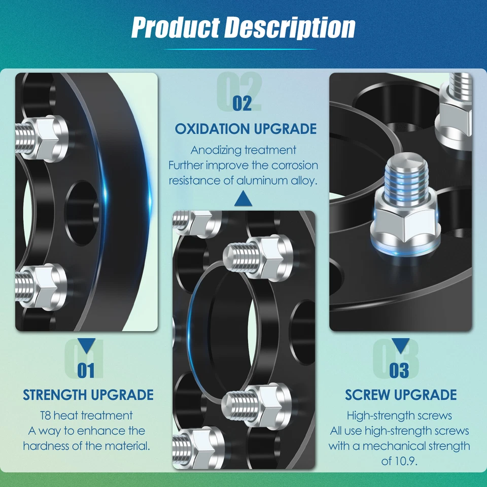 2PC 1" (25mm) Espaciadores de rueda centrados en el cubo 5x4.5 5x114.3 Para Hyundai Elantra Mazda 3 Foto 3 de 4