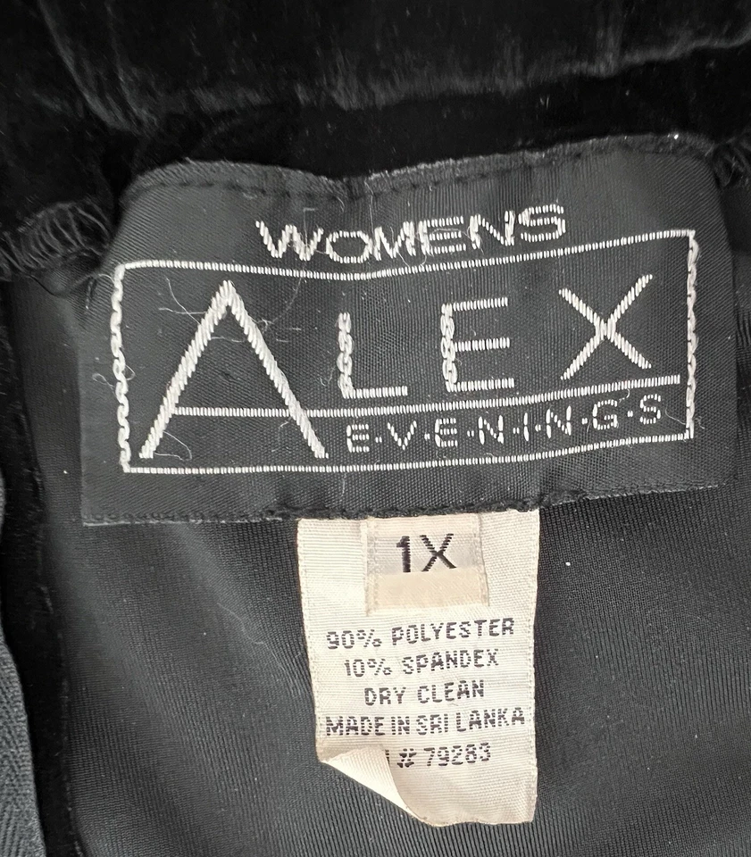 Alex Evenings Maxi Skirt Black Velvet Plus Size 1X Zip Elastic Waist Whimsigoth - Image 2 of 4