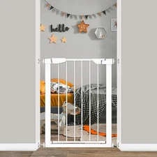 Narrow Baby Gate for Stair, 22.8"-25.5" Wide Pressure Mounted Pet Gate for Do...