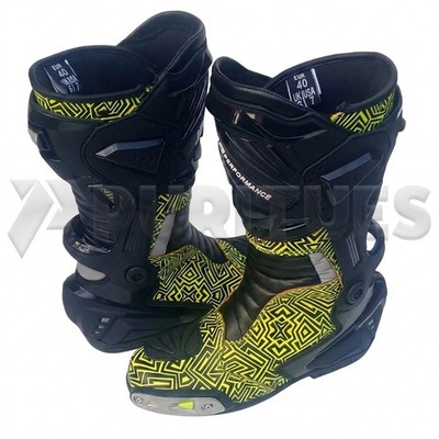 Professional Men s Motorcycle Racing Boots Leather Sportbike Gear Neon Yellow