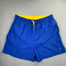 Vtg Polo Ralph Lauren Swim Trunks Men's XXL Blue Yellow Flesh Pony Mesh Lined