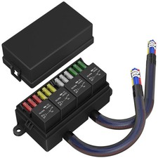 12 Volt Fuse Relay Box with 4 Relays & 12 ATC/ATO Fuses - Perfect for Vehicles
