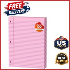 Pink Loose Leaf Paper 100 Sheets College Ruled 3-Hole Punched for Binders