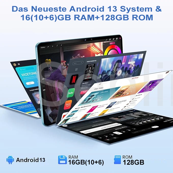 2025 NEU Tablet 12 Zoll Android 15 16GB 128GB/256GB 5G WiFi 6 IPS Kamera - Bild 3 von 4