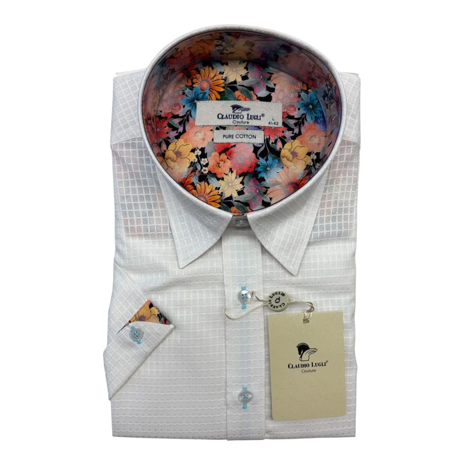 Claudio Lugli Textured Short Sleeve Shirt White