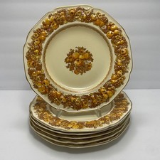 Royal Ducal Florentine Salad Plates | 9 in | Embossed Fruit | England | Set of 6