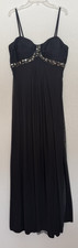 JS Boutique Black Beaded Sweetheart Long Gown Strappy Sleeveless Dress Size 10