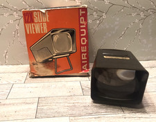 Vintage Airequipt 12X Slide Viewer w/ Stand  Tan  Brown Desktop In Box