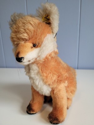 Vintage 1960s Steiff ''Cosy Fuzzy'' Fox Dralon w/ Button Ear Tag 8.5''  #4900/22