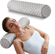 Memory Foam Round Pillow, Cervical Neck Pillow for Pain Relief, Cylinder Pill...