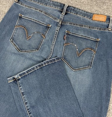 Levis 512 Jeans Womens 16W (32x29) Blue Slimming Bootcut Stretch Distressed Y2K