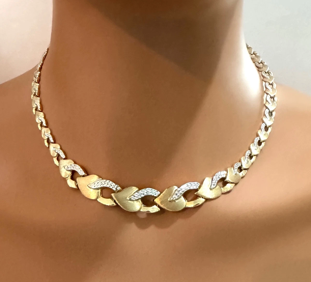 Choker without Stone Multi-Tone Gold Fine Necklaces & Pendants 12 