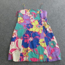 Gap Dress Womens Small Multicolor Floral Linen Rayon Spaghetti Strap Sundress