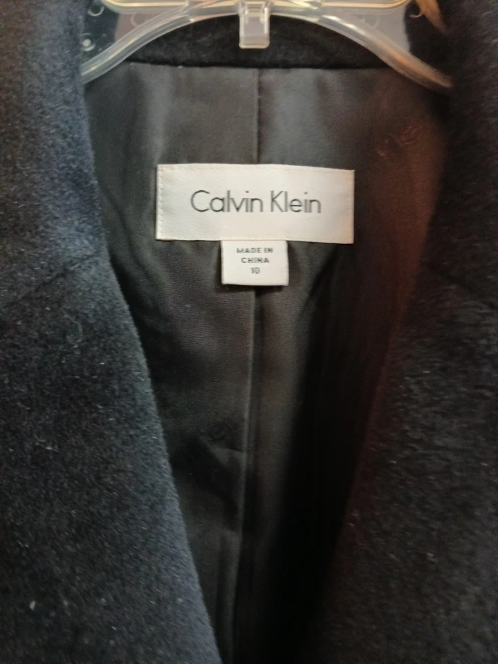 Женское пальто Calvin Klein размер 10 черное ангорская шерстяная смесь длинное мягкое классическое - Изображение 4 из 4