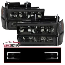Smoke Headlights+Corner+Bumper Lamps Fits 1994-1998 Chevy C10 C/K Tahoe Suburban