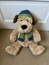 Christmas Teddy Bear Plush Stuffed Toy Animal Brown Scarf Winter Holiday Floppy