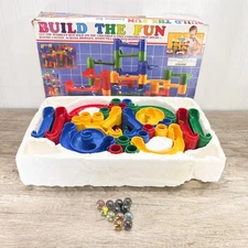 Vtg Lillian Vernon Marble Run Combine Set 48 pcs + 12 marbles Toto Toys PM-808