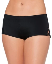 Salt + Cove Women's Juniors' Strappy-Side Swim Boyshorts (Black, X-Small)