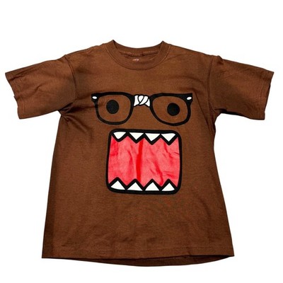 Domo Kun Nerd Face Anime Glasses Y2K T Shirt Youth 10/12 Faded Brown
