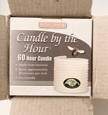 New Open Box Candle by the Hour 60-Hour Coil Natural Beeswax Refill Eclipse 