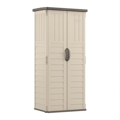 Suncast Vertical Outdoor Storage Shed with All Weather Construction Vanilla