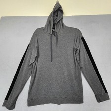 Beyond Yoga Hoodie Womens Medium Gray Black Sleeve Stripe Pullover Made in USA