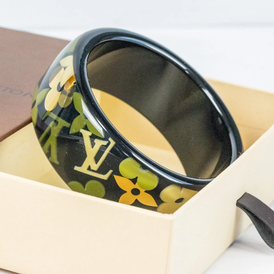 LOUIS VUITTON Pulsera Farandole Brazalete M65638 Negro Verde Monograma Flor [S] Foto 3 de 4