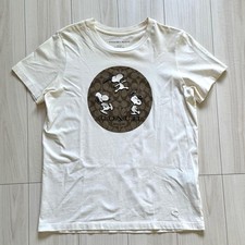 Snoopy m12H Coach Logo Print Embroidery TShirt Used Thin stain