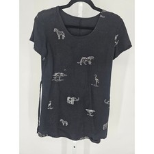 Vtg 1990s Womens Sz S Mini Dress Safari Animal Print Black White Short Sleeve
