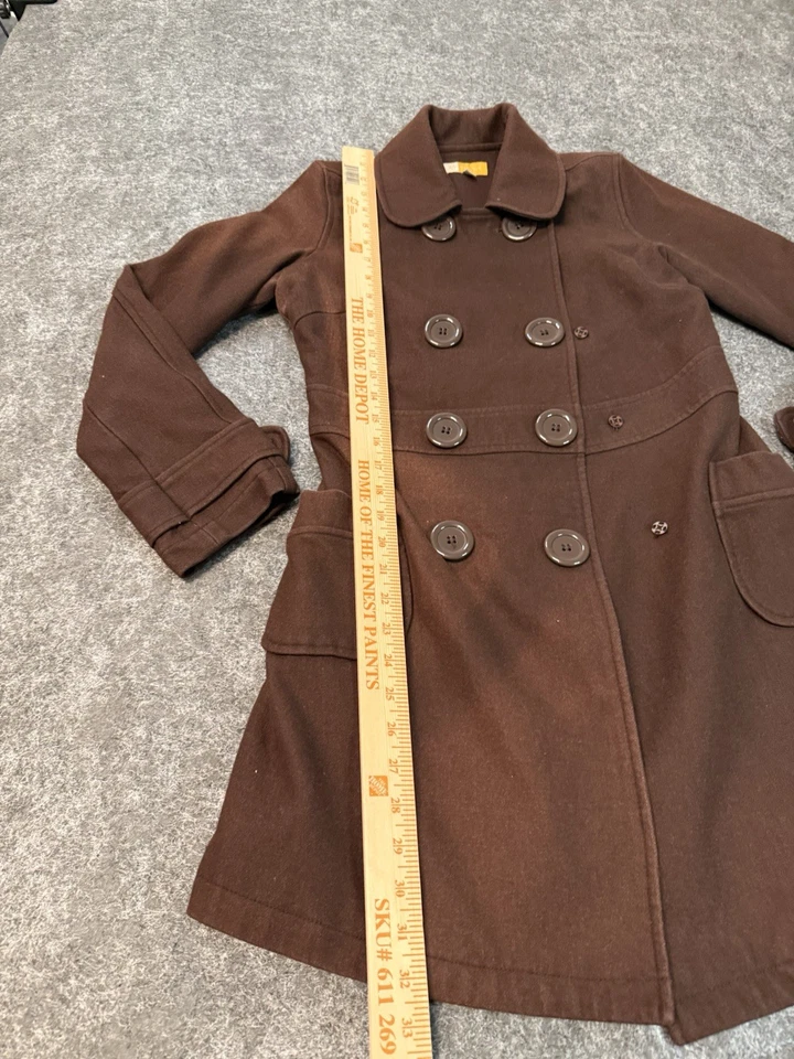 Abrigo TUL Mujer Anthropologie Mezcla Lana Botón Frontal Chocolate Marrón Pequeño Foto 2 de 4