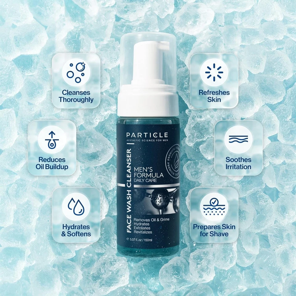 Jabón facial espumoso con infusión de aloe vera para hombres - Limpiador hidratante diario 5,07 OZ Foto 4 de 4