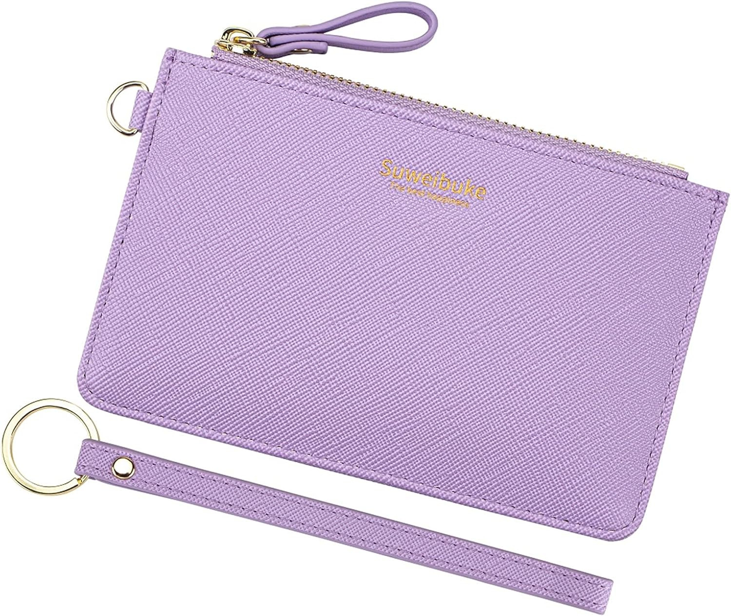 Women Slim RFID Card Case Holder Wristlet Zip ID Case Wallet Lilac