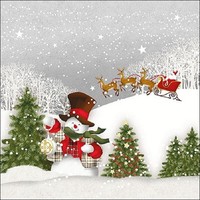 20 Servietten Weihnachtsschlitten Winter Schneemann Weihnachten Tischdeko Wald