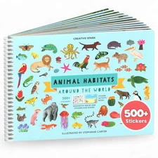 Animal Sticker Book Activity for Kids, Toddler Airplane Travel Essentials, 50...