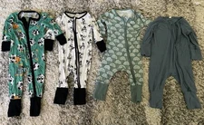 Lot Of 4 Bamboo Onsies Birdie Bean 3-6 Months Convertible Hands And Feet