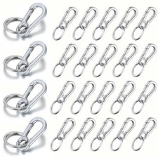 24PCS Metal Keychain Carabiner Clip Keyring Key Ring Chain Clips Hook Holder USA