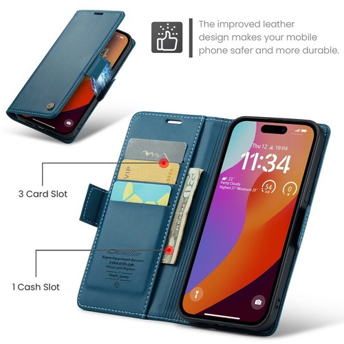 For iPhone 15 Plus 14 13 Pro Max 12 11 Wallet Clemence Leather Holder Case Cover - Picture 9 of 17