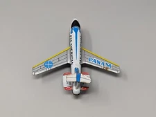 Vintage Japan Tin Litho Friction Airplane 5" Pan America Boeing 727 PanAm Plane