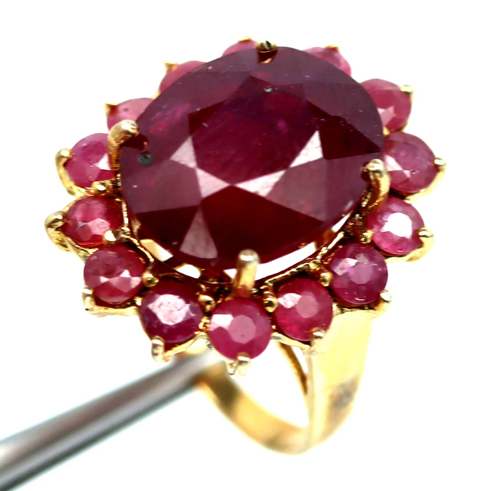 Heizbar Edelstein 12 x 15 Mm. Rot Rubin Ring 925 Sterlingsilber Größe 7 - Bild 2 von 4