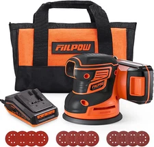 FIILPOW Cordless Random Orbital Sander,20V Battery,Micro-filter Cyclonic Dust Bo