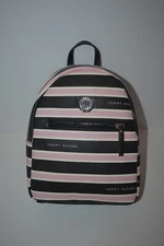 Tommy Hilfiger Pink and Black Stripes Mini Backpack